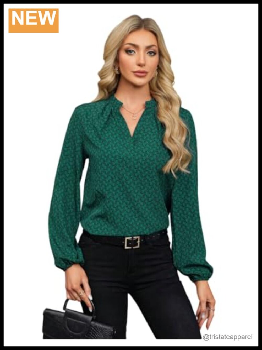 Elegant Lantern Long Sleeve Notched V Neck Blouse Women's Office Fall Shirt